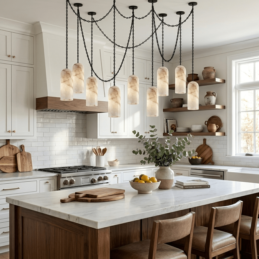 Cascading Chain Capsule Chandelier - Modern Design, Adjustable Height