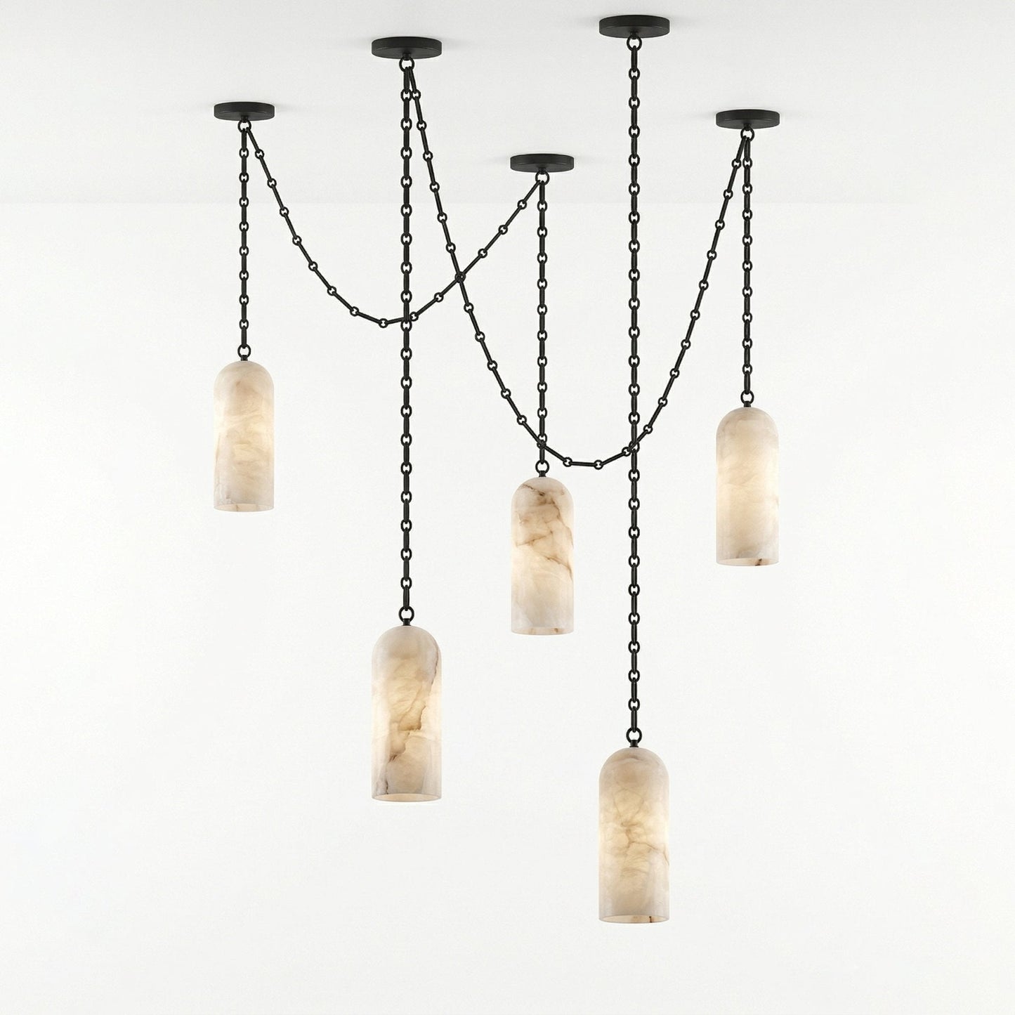 Cascading Chain Capsule Chandelier - Modern Design, Adjustable Height