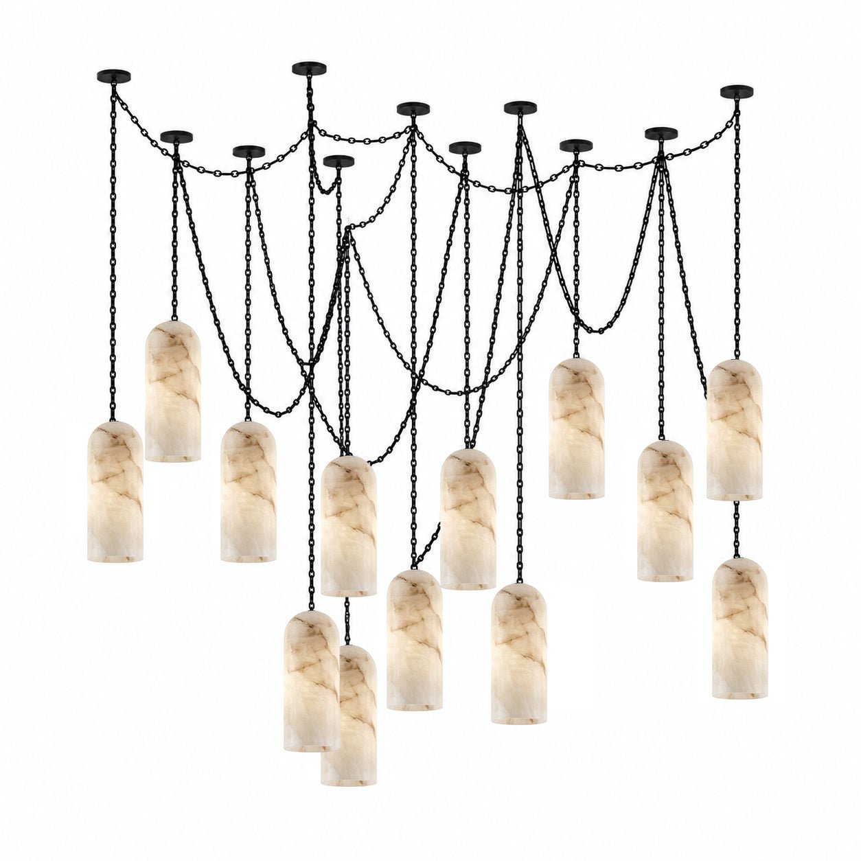 Cascading Chain Capsule Chandelier - Modern Design, Adjustable Height