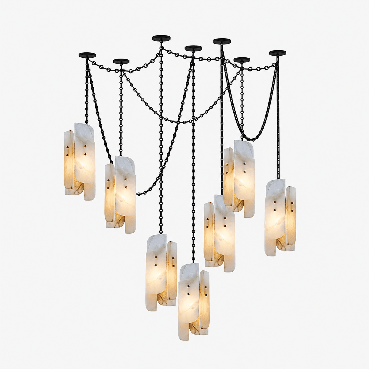 Cascading Chain Cluster Chandelier - Adjustable Height, Modern Design