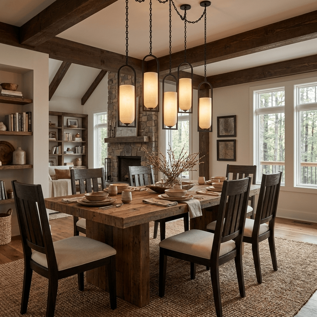 Cascading Chain Lantern Chandelier - Adjustable Height, Warm Glow Ligh