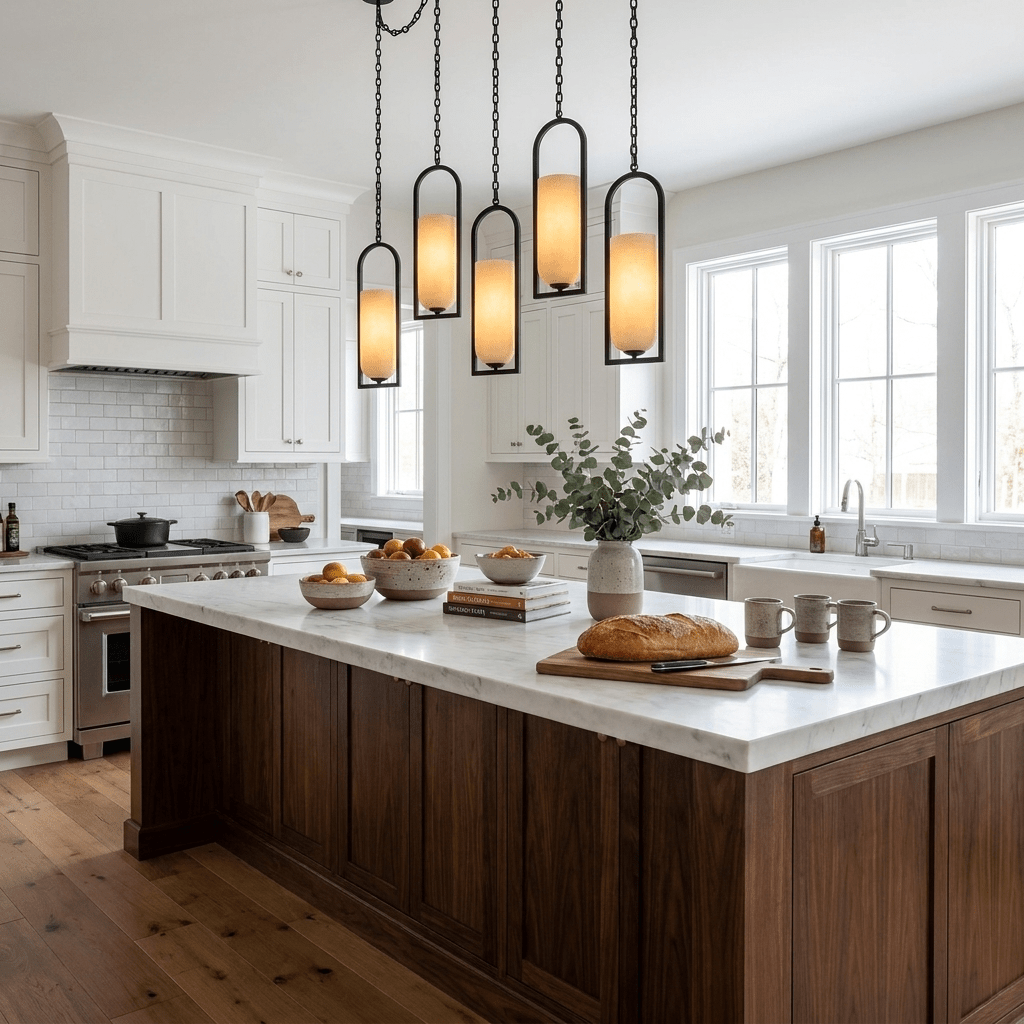 Cascading Chain Lantern Chandelier - Adjustable Height, Warm Glow Ligh