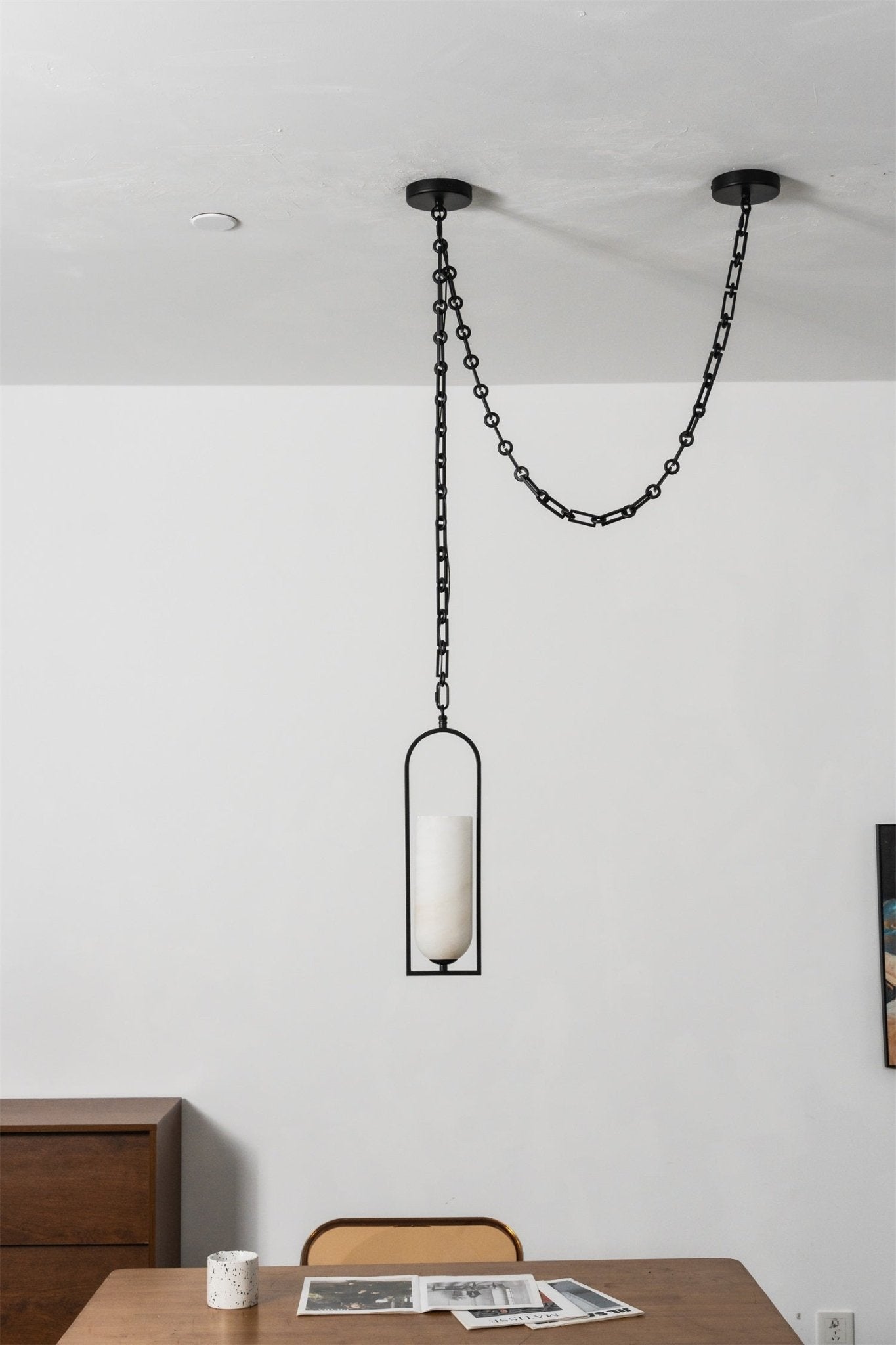 Cascading Chain Lantern Chandelier - Adjustable Height, Warm Glow Ligh