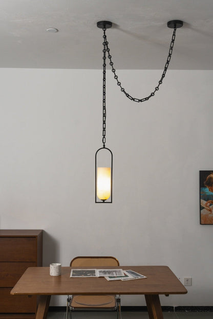 Cascading Chain Lantern Chandelier - Adjustable Height, Warm Glow Ligh