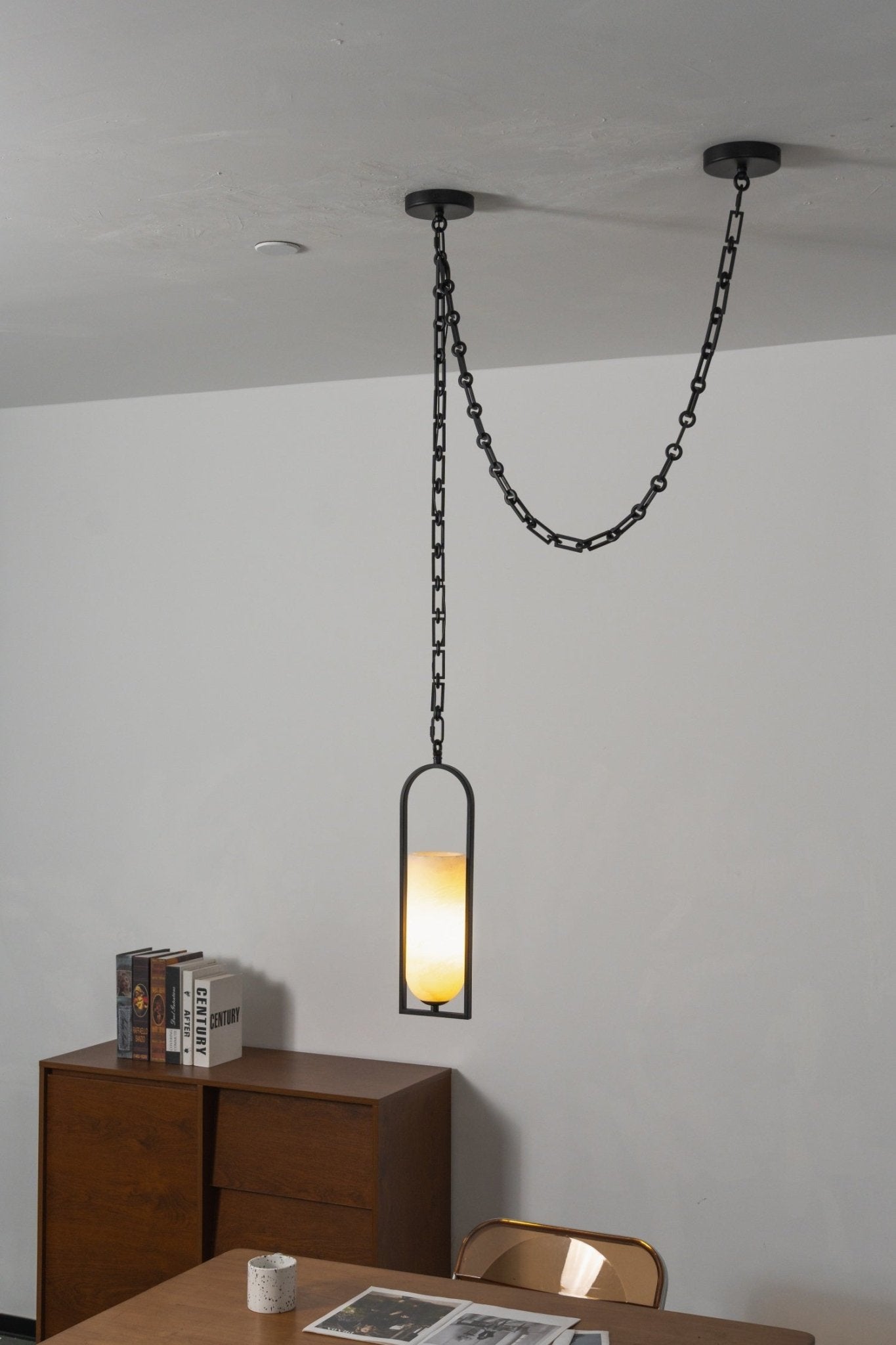 Cascading Chain Lantern Chandelier - Adjustable Height, Warm Glow Ligh