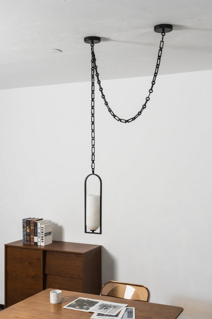 Cascading Chain Lantern Chandelier - Adjustable Height, Warm Glow Ligh