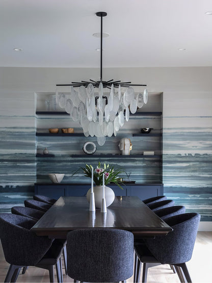 Cascading Selenite Disc Chandelier - Elegant Design & Soft Ambient Lig
