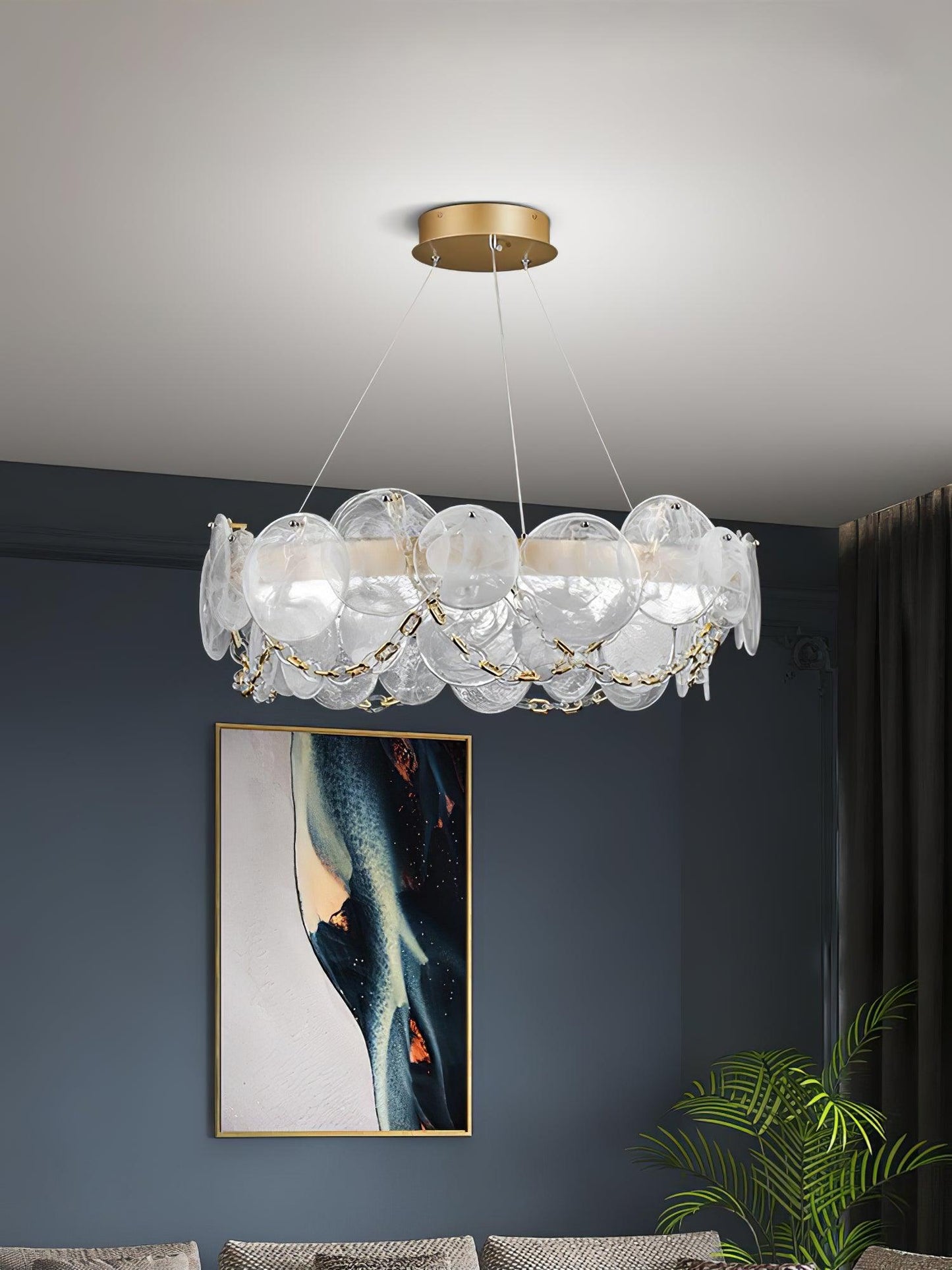 Elegant Cassia Chandelier - Adjustable Height, Crystal Accents