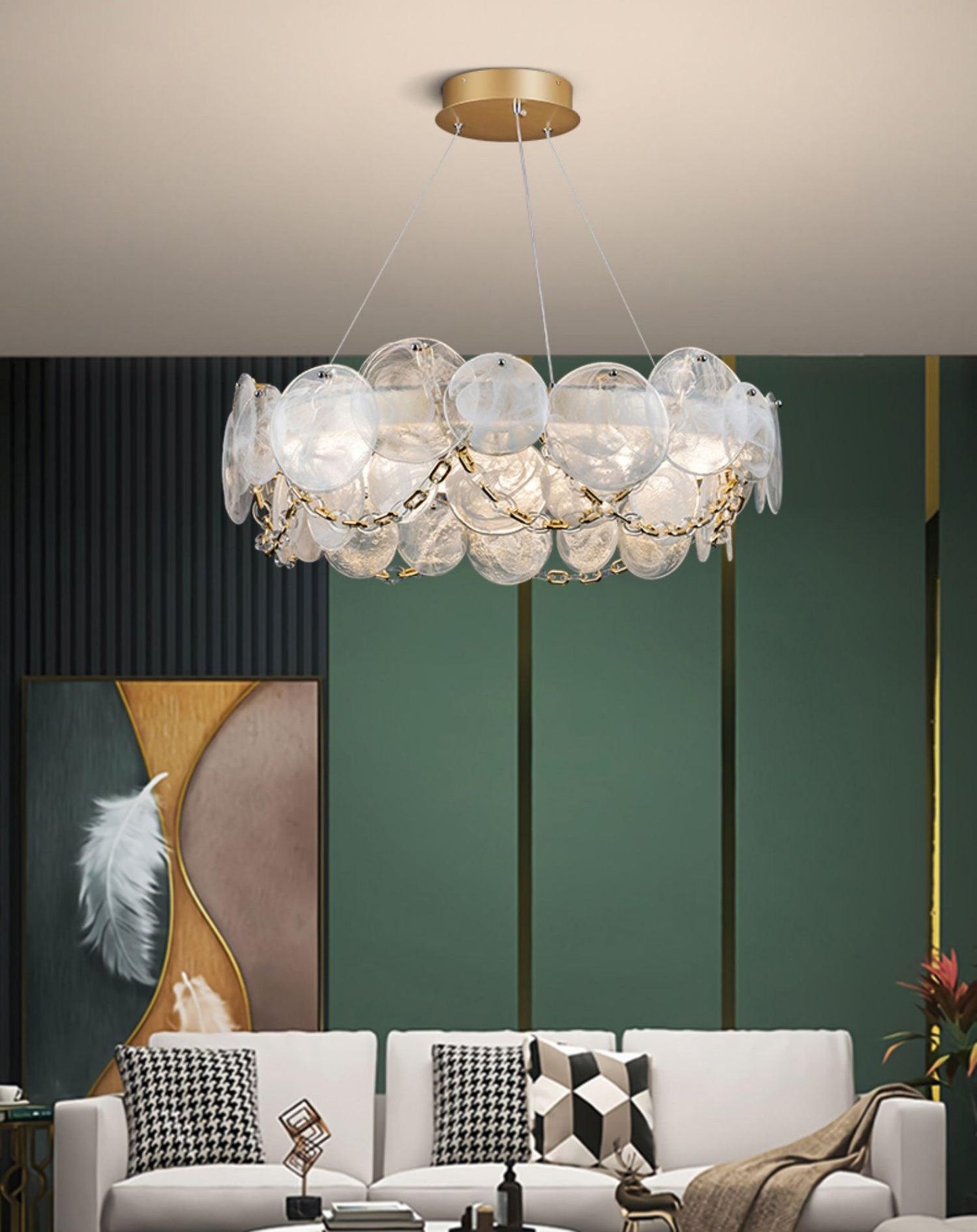 Elegant Cassia Chandelier - Adjustable Height, Crystal Accents