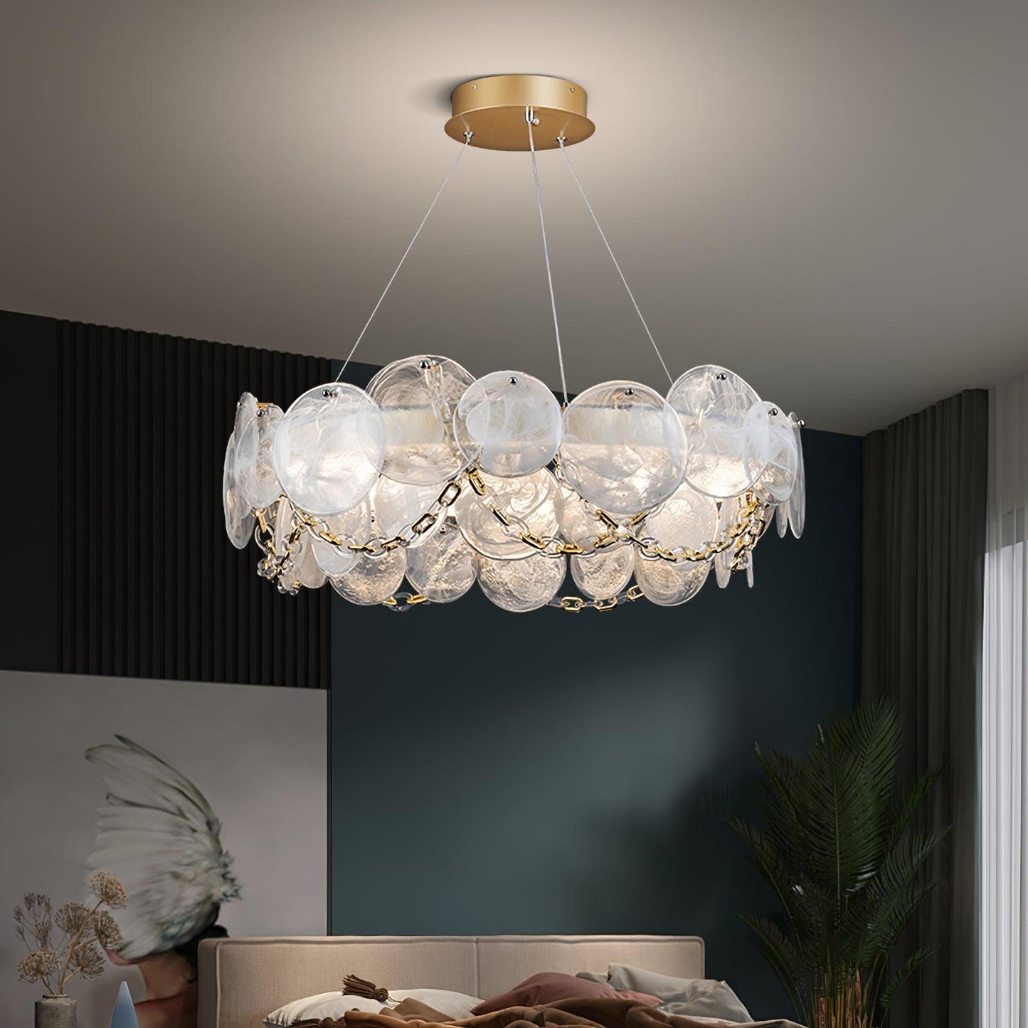 Elegant Cassia Chandelier - Adjustable Height, Crystal Accents