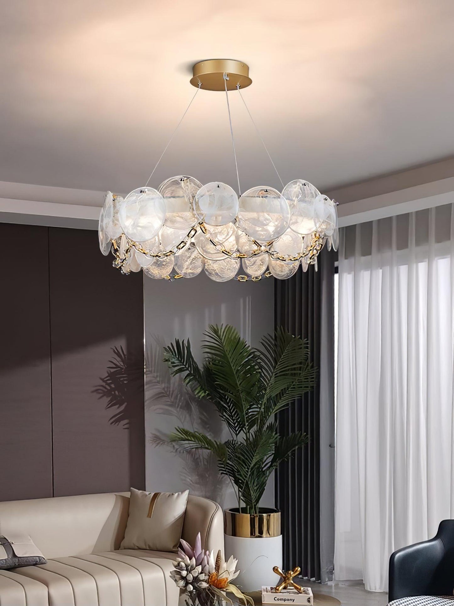 Elegant Cassia Chandelier - Adjustable Height, Crystal Accents