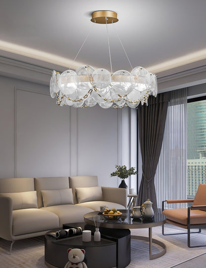 Elegant Cassia Chandelier - Adjustable Height, Crystal Accents