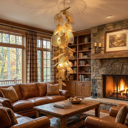 Cattail Leaf Chandelier - Elegant Design with Adjustable Height & Warm