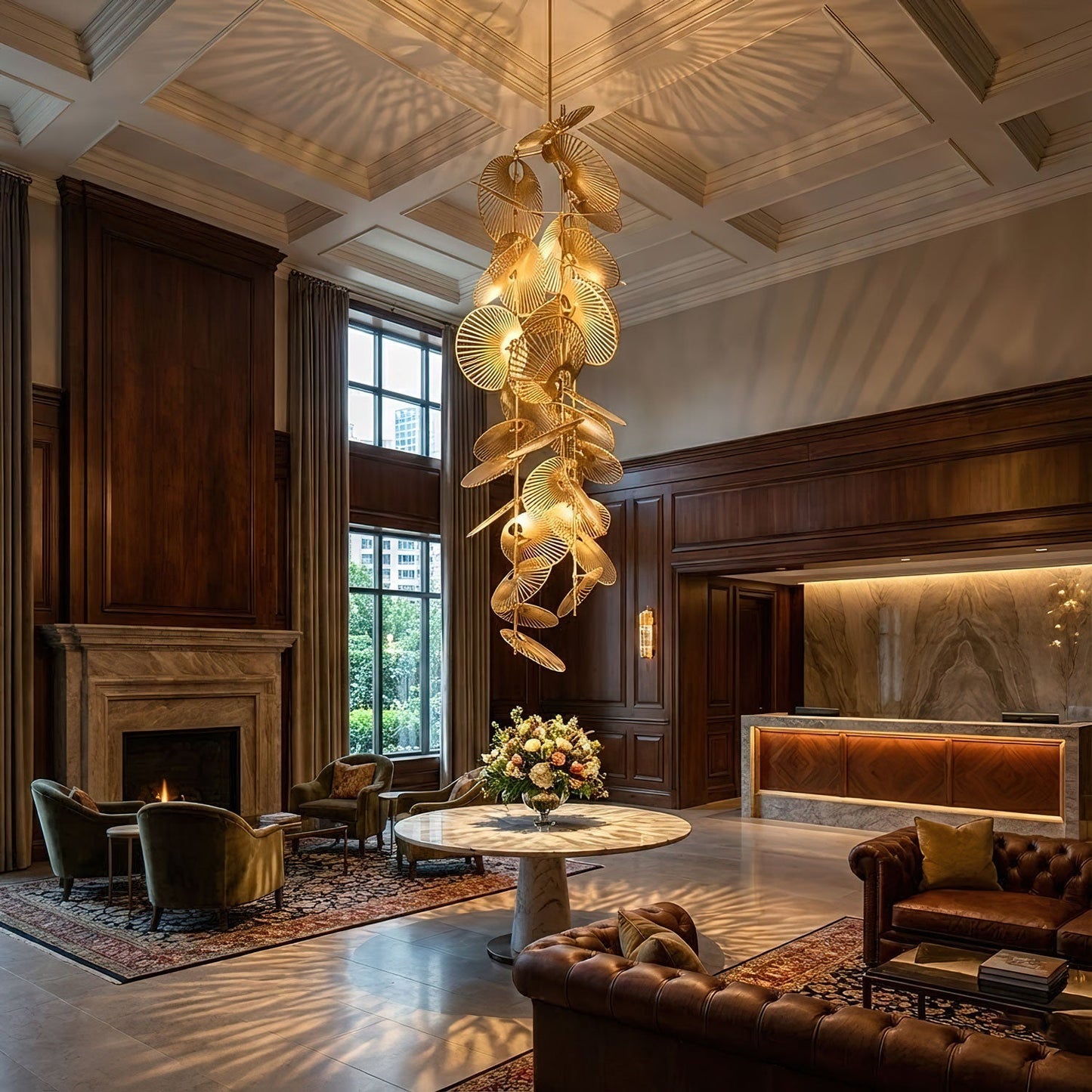 Cattail Leaf Chandelier - Elegant Design with Adjustable Height & Warm