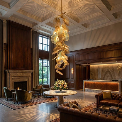 Cattail Leaf Chandelier - Elegant Design with Adjustable Height & Warm