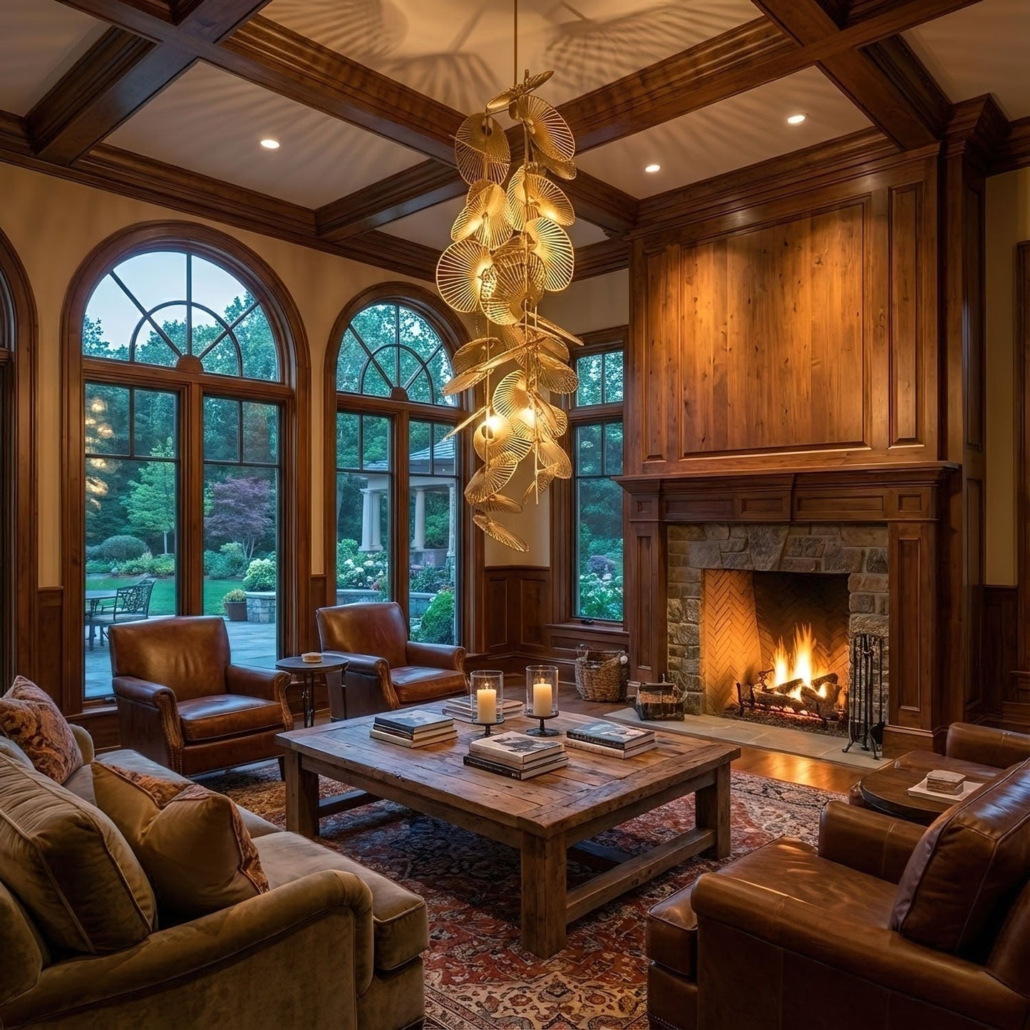 Cattail Leaf Chandelier - Elegant Design with Adjustable Height & Warm