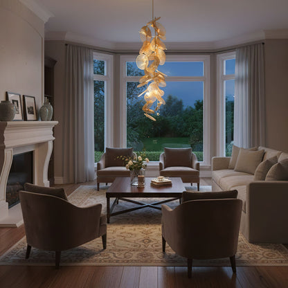 Cattail Leaf Chandelier - Elegant Design with Adjustable Height & Warm