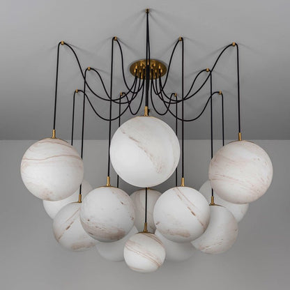 Celestara Alabaster Orb Chandelier - Elegant Design & Adjustable Heigh