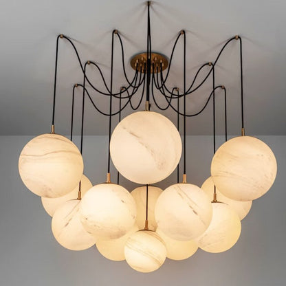 Celestara Alabaster Orb Chandelier - Elegant Design & Adjustable Heigh
