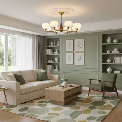 Celeste Sphere Walnut Chandelier - Elegant Design with Adjustable Heig