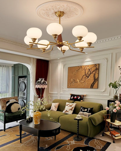 Celeste Sphere Walnut Chandelier - Elegant Design with Adjustable Heig