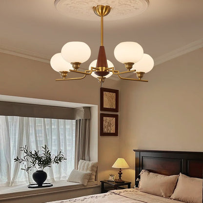 Celeste Sphere Walnut Chandelier - Elegant Design with Adjustable Heig