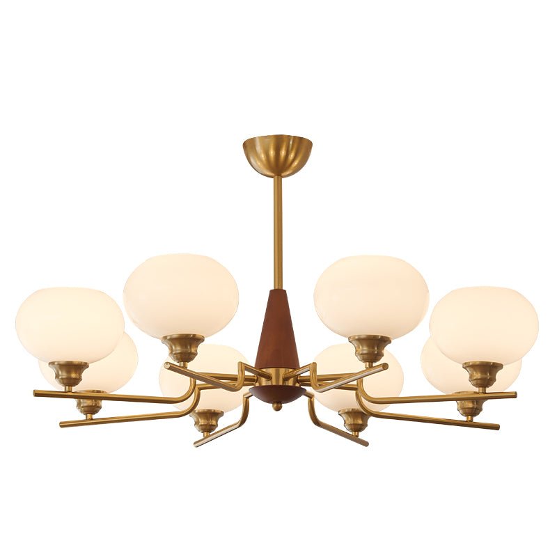 Celeste Sphere Walnut Chandelier - Elegant Design with Adjustable Heig