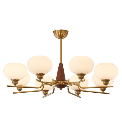 Celeste Sphere Walnut Chandelier - Elegant Design with Adjustable Heig