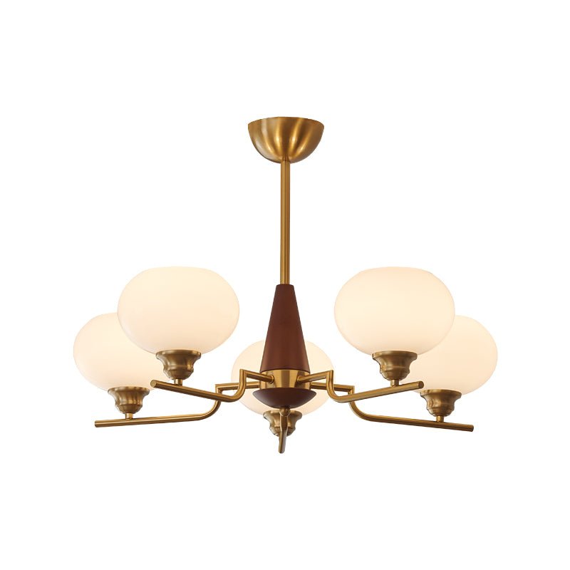Celeste Sphere Walnut Chandelier - Elegant Design with Adjustable Heig