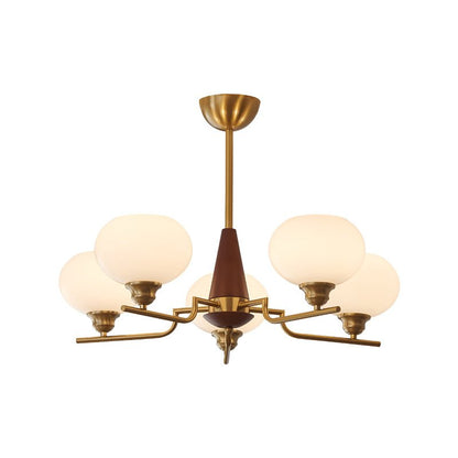 Celeste Sphere Walnut Chandelier - Elegant Design with Adjustable Heig
