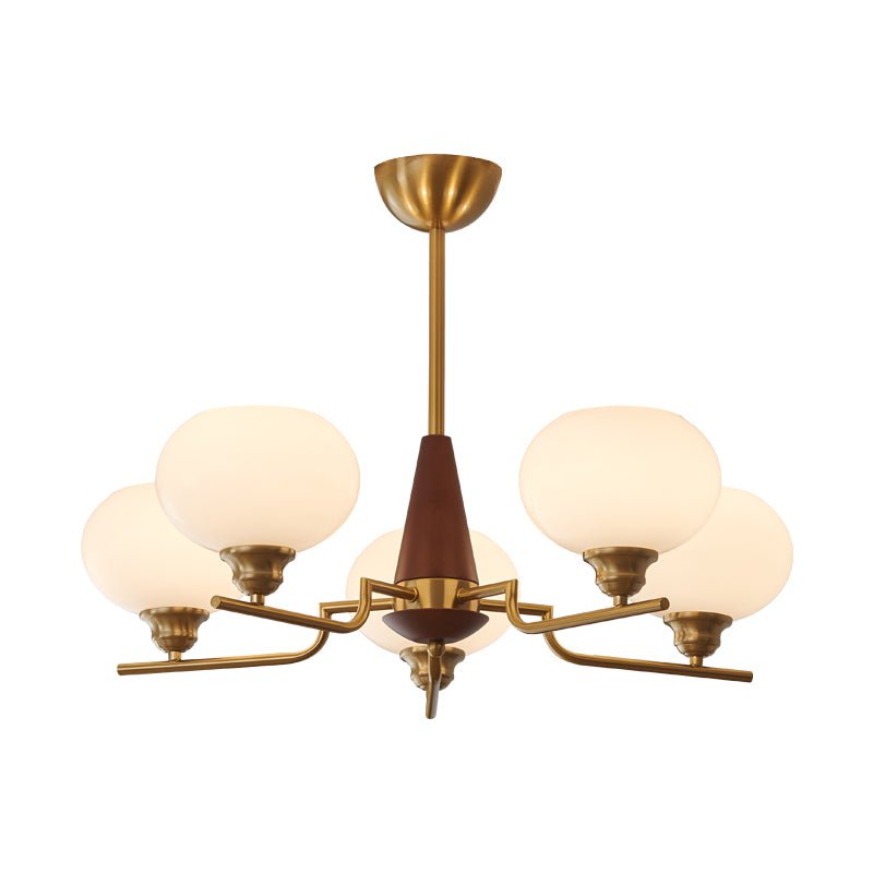 Celeste Sphere Walnut Chandelier - Elegant Design with Adjustable Heig