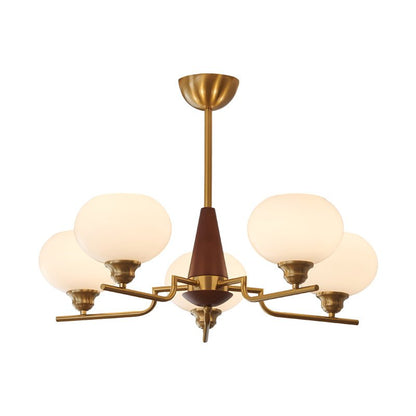 Celeste Sphere Walnut Chandelier - Elegant Design with Adjustable Heig