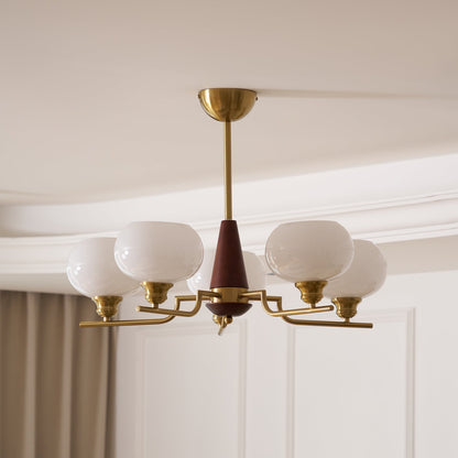 Celeste Sphere Walnut Chandelier - Elegant Design with Adjustable Heig