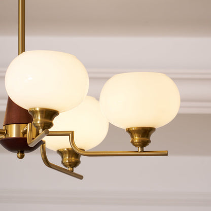 Celeste Sphere Walnut Chandelier - Elegant Design with Adjustable Heig