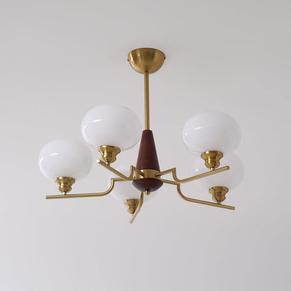 Celeste Sphere Walnut Chandelier - Elegant Design with Adjustable Heig