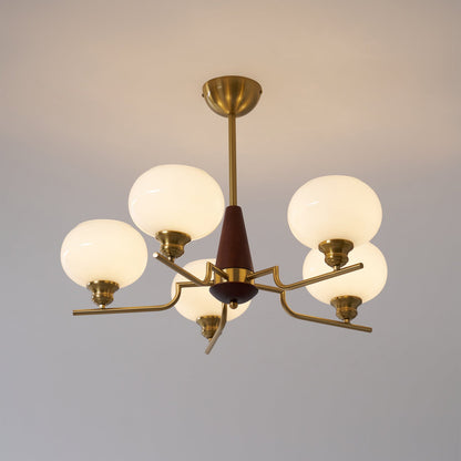Celeste Sphere Walnut Chandelier - Elegant Design with Adjustable Heig