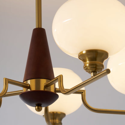 Celeste Sphere Walnut Chandelier - Elegant Design with Adjustable Heig