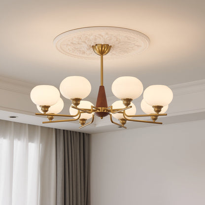 Celeste Sphere Walnut Chandelier - Elegant Design with Adjustable Heig