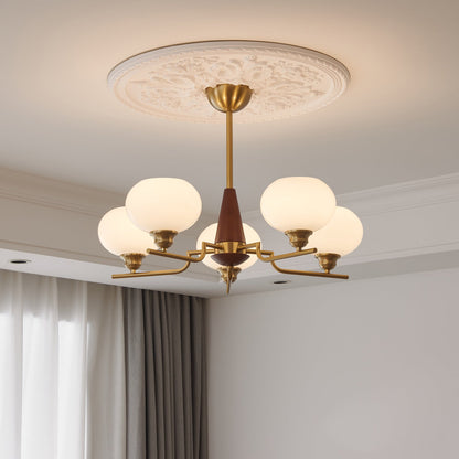 Celeste Sphere Walnut Chandelier - Elegant Design with Adjustable Heig
