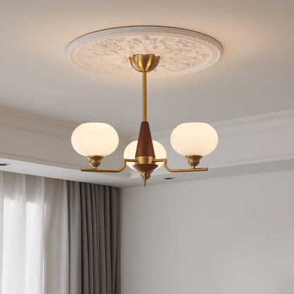 Celeste Sphere Walnut Chandelier - Elegant Design with Adjustable Heig