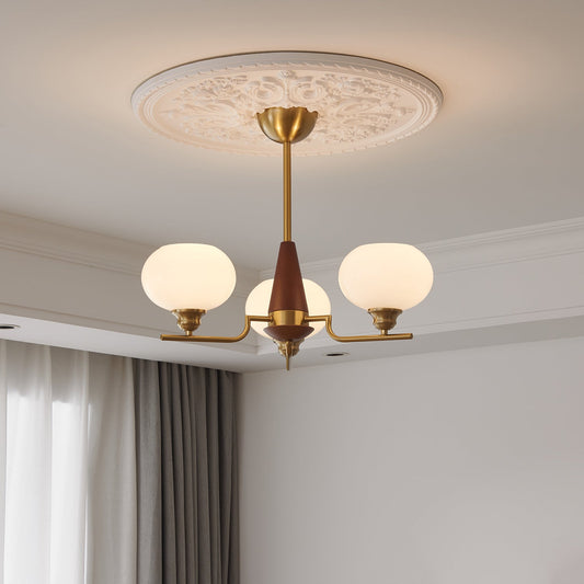 Celeste Sphere Walnut Chandelier - Elegant Design with Adjustable Heig