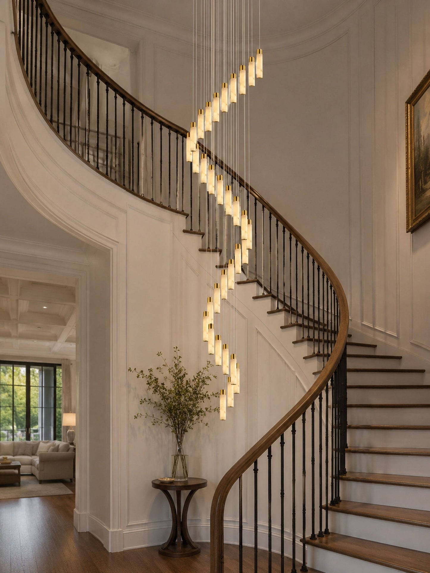 Celestial Alabaster Cascade Chandelier - Elegant Design, Adjustable He