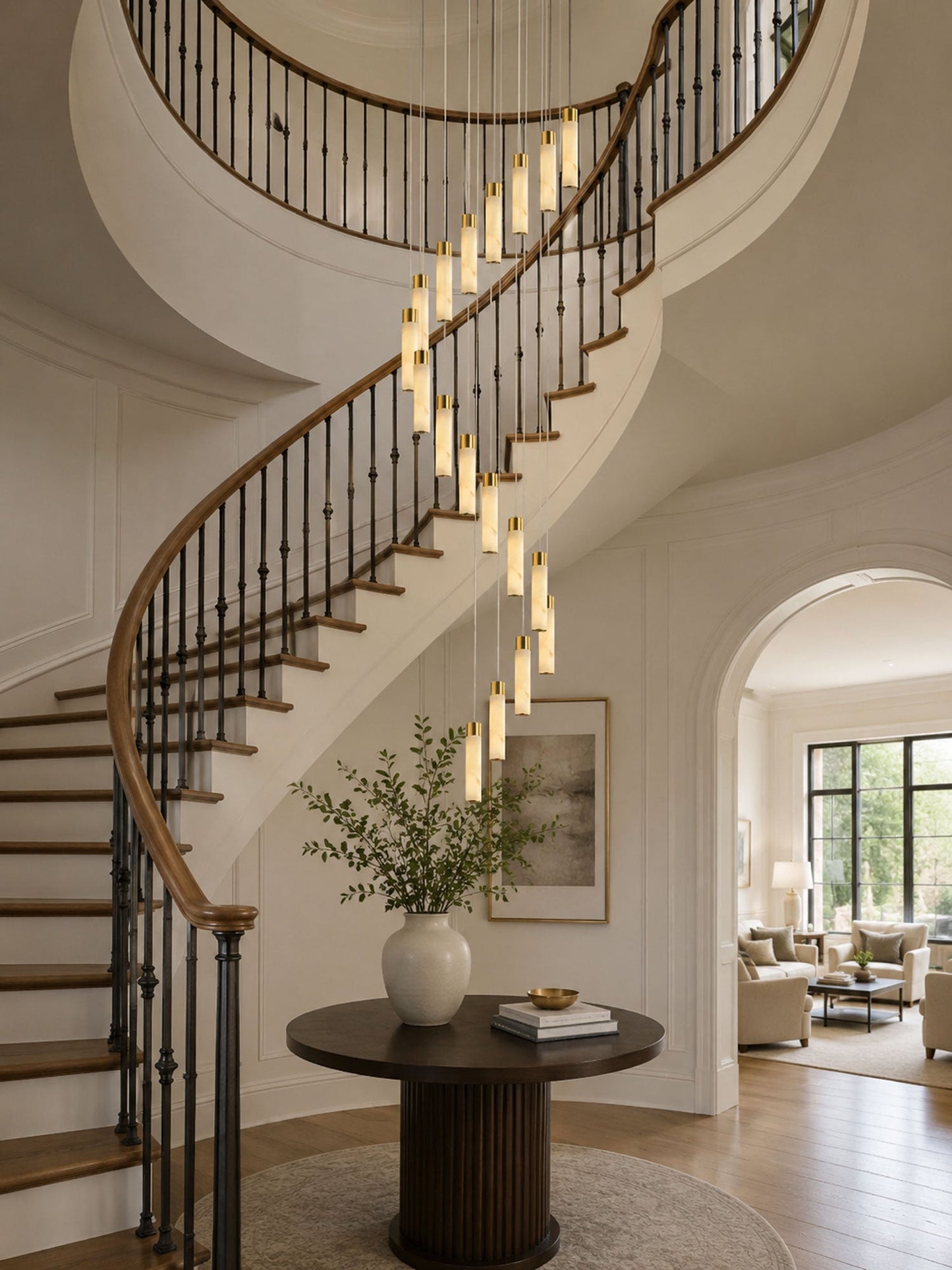 Celestial Alabaster Cascade Chandelier - Elegant Design, Adjustable He