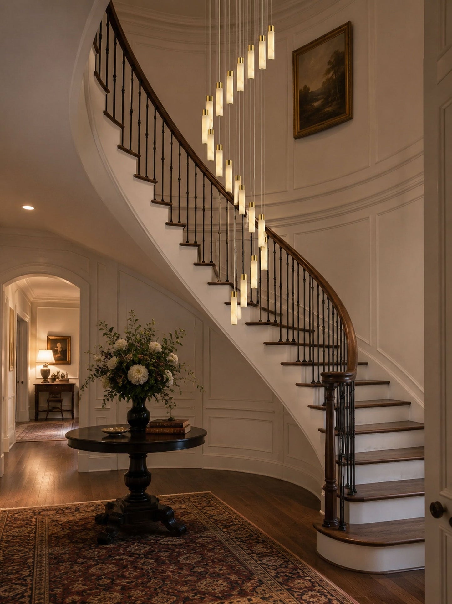 Celestial Alabaster Cascade Chandelier - Elegant Design, Adjustable He