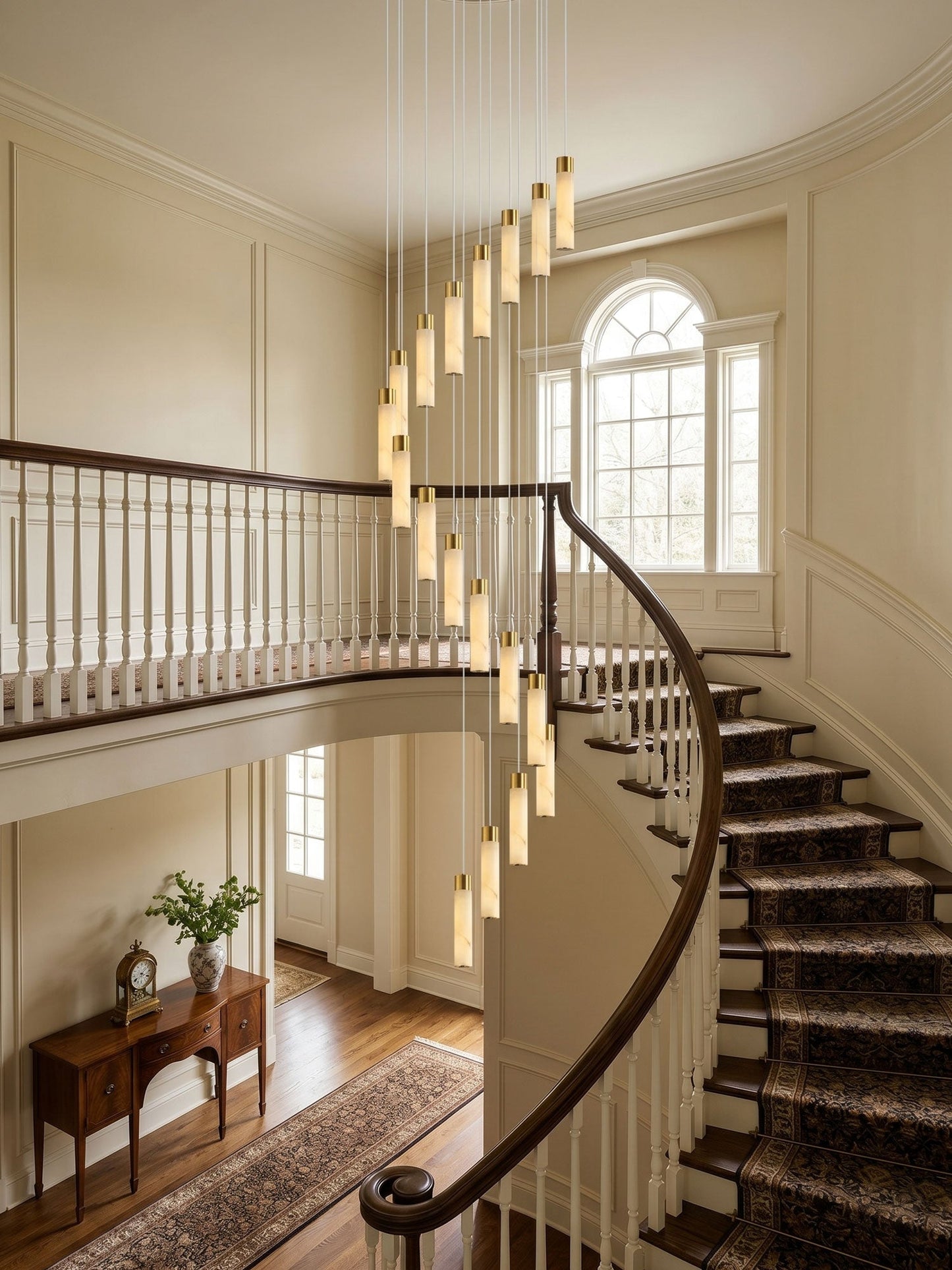 Celestial Alabaster Cascade Chandelier - Elegant Design, Adjustable He