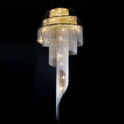 Celestial Twist Chandelier - Elegant Design with Adjustable Height & L