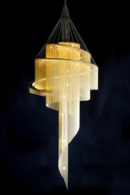 Celestial Twist Chandelier - Elegant Design with Adjustable Height & L