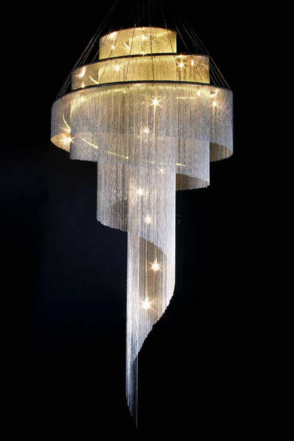 Celestial Twist Chandelier - Elegant Design with Adjustable Height & L