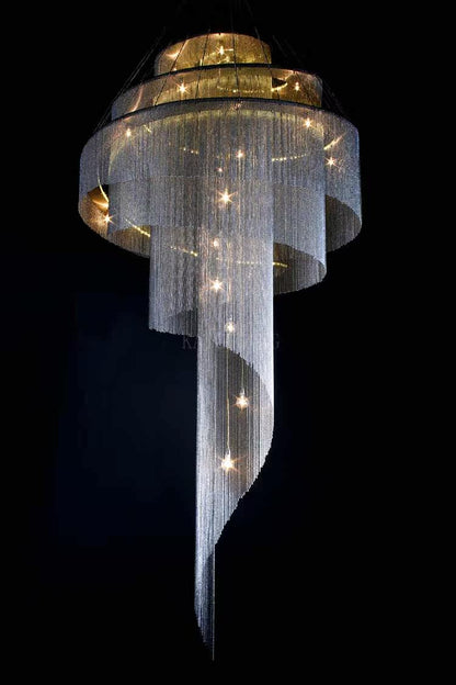Celestial Twist Chandelier - Elegant Design with Adjustable Height & L