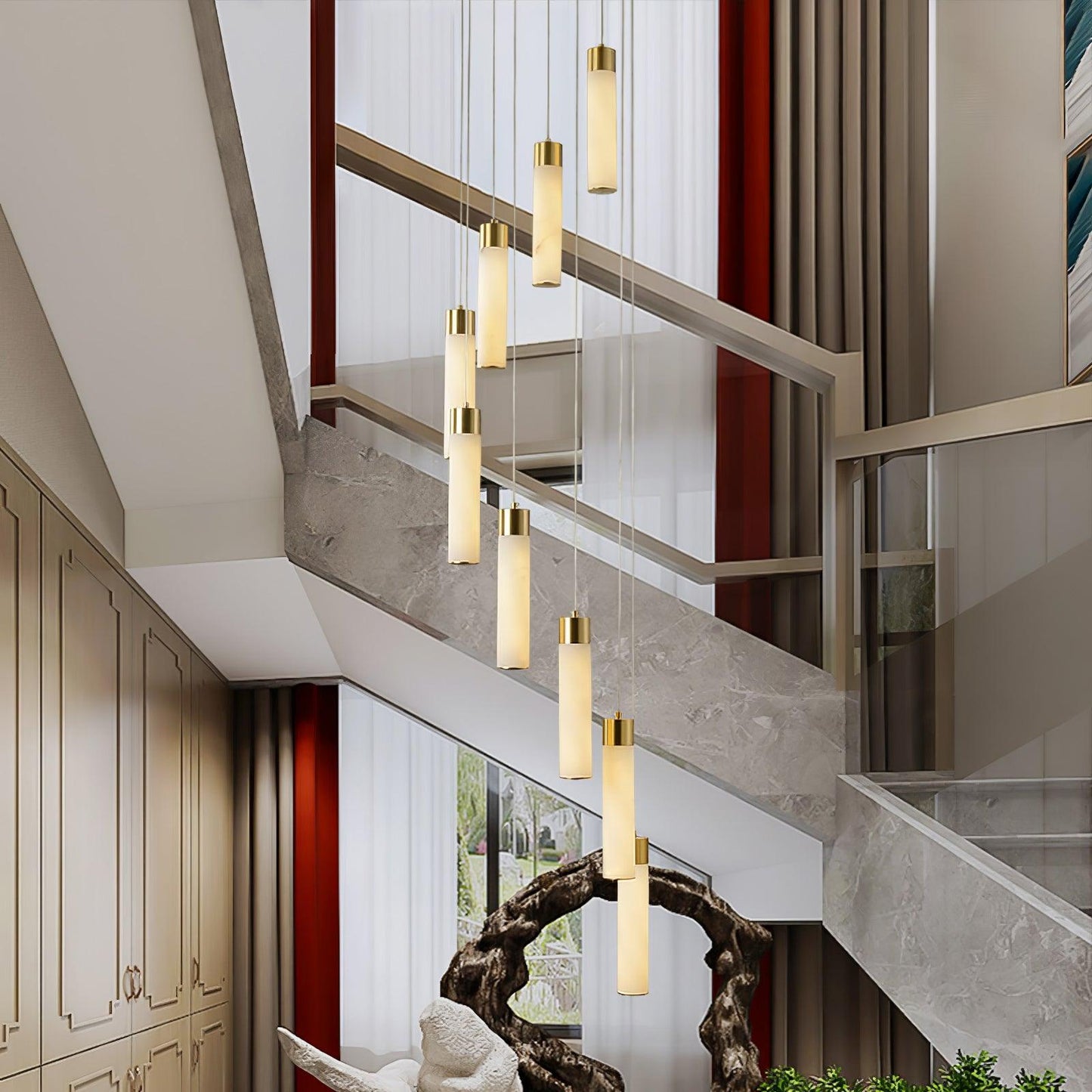 Celestial Alabaster Cascade Chandelier - Elegant Design, Adjustable He